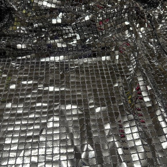 Silver and Black Sequence Fabric. 3 1/3 yards. - Picture 2 of 3